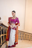 IVORY ZARI EMB. SAREE SET (2 PCS)