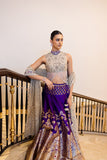 PURPLE & TOOSH BROCADE EMB. LEHENGA SET (4 PCS)