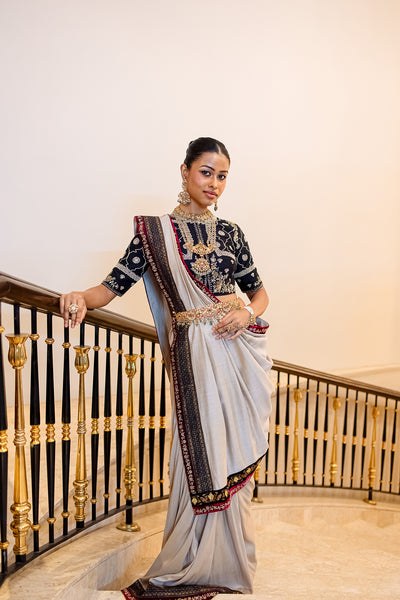 TOOSH KHADI SILK EMB. SAREE SET (2 PCS)