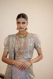 GREY TUSSAR WOVEN EMB. SAREE SET (2 PCS)