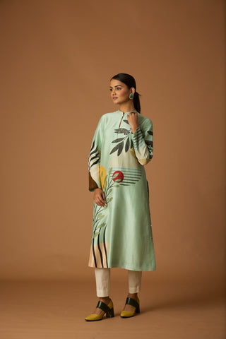 IVORY CHANDERI PRINTED TUNIC (BCC-01)