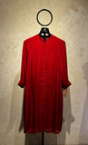 RED FLAT CHIFFON STRIPE KURTA (ALL-01B) (1 PC)