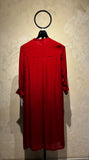 RED FLAT CHIFFON STRIPE KURTA (ALL-01B) (1 PC)