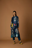 INDIGO BLUE SILK CHANDERI PRINTED TUNIC (BCC-01)