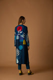 INDIGO BLUE SILK CHANDERI PRINTED TUNIC (BCC-01)