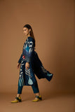 INDIGO BLUE SILK CHANDERI PRINTED TUNIC (BCC-01)