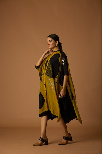 MUSTARD SILK CHANDERI KAFTAN