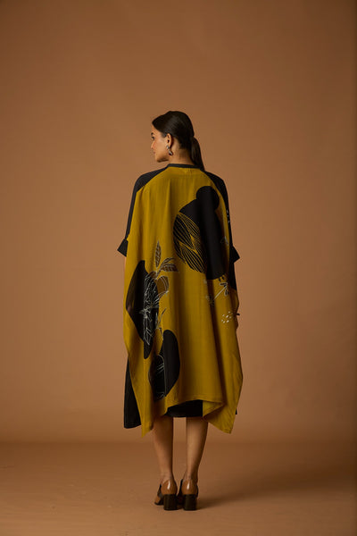MUSTARD SILK CHANDERI KAFTAN