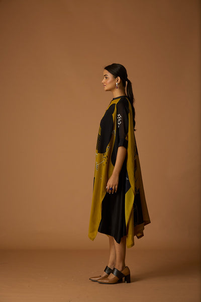 MUSTARD SILK CHANDERI KAFTAN