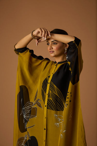 MUSTARD SILK CHANDERI KAFTAN