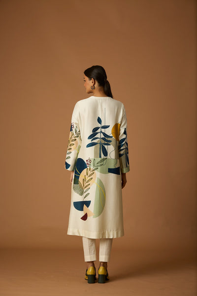 IVORY SILK CHANDERI PRINTED TUNIC