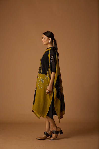 MUSTARD SILK CHANDERI KAFTAN
