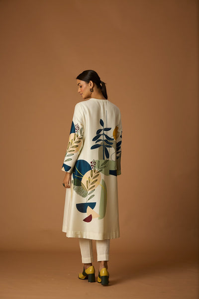 IVORY SILK CHANDERI PRINTED TUNIC
