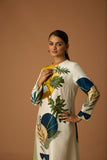 IVORY SILK CHANDERI PRINTED TUNIC