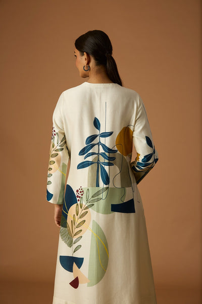 IVORY SILK CHANDERI PRINTED TUNIC