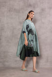 AQUA SILK CHANDERI PRINTED KAFTAN WITH INNER
