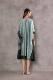 AQUA SILK CHANDERI PRINTED KAFTAN WITH INNER