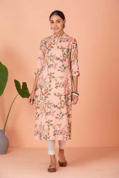 PINK SILK CHANDERI PRINTED TUNIC