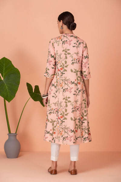 PINK SILK CHANDERI PRINTED TUNIC