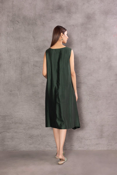 AQUA SILK CHANDERI PRINTED KAFTAN WITH INNER