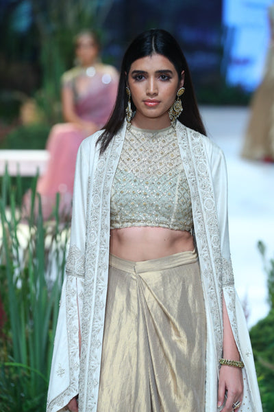 IVORY DUPION EMBROIDERED JACKET (1PC)