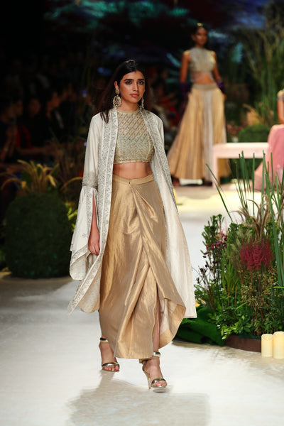 IVORY DUPION EMBROIDERED JACKET (1PC)
