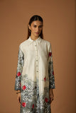 IVORY & GREY DUPION SILK PRINTED TUNIC (1PC)
