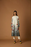 IVORY & GREY DUPION SILK PRINTED TUNIC (1PC)