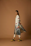 IVORY & GREY DUPION SILK PRINTED TUNIC (1PC)
