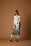 IVORY & GREY DUPION SILK PRINTED TUNIC (1PC)