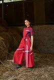RED CHECKED COTTON JUMPSUIT ( 1PC)