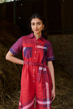 RED CHECKED COTTON JUMPSUIT ( 1PC)