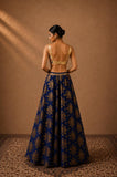 ROYAL BLUE BROCADE LEHENGA WITH EMBROIDERED BLOUSE (2 PCS)