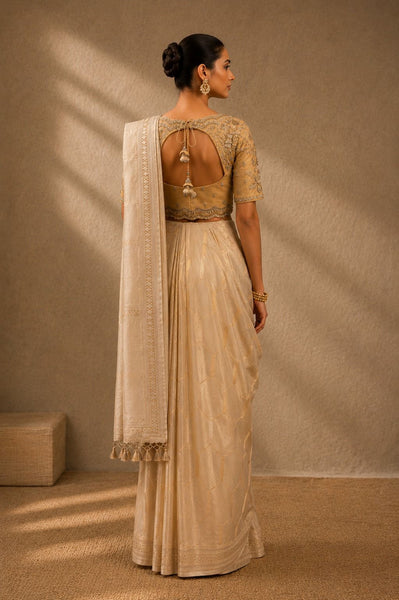 Ivory Gold Woven Tissue Saree (2PCS)