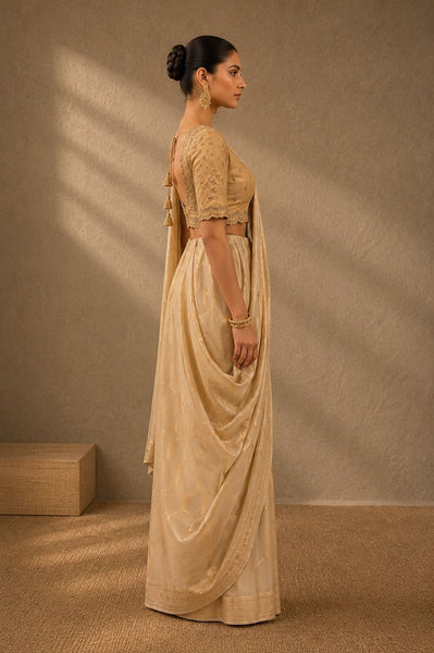 Ivory Gold Woven Tissue Saree (2PCS)