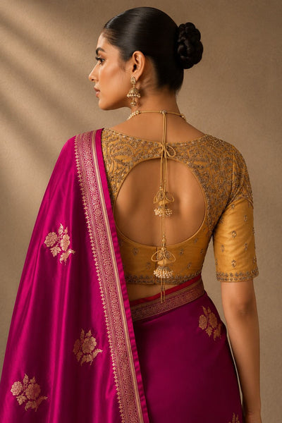 Fuchsia Silk Saree (2PCS)