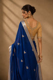Sapphire Blue Silver Zari Saree (2PCS)