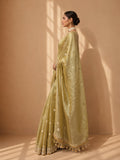 MUSTARD POLKA DOT EMBROIDERED SAREE WITH UNSTITCHED BLOUSE PIECE  (2PCS)