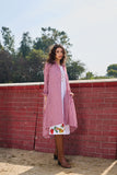 WHITE & RED CHECKED COTTON TUNIC WITH EMB HIGHLIGHTING (1PC)