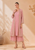 PINK EMBROIDERED KURTA SET WITH ELABORATE PALAZZO AND JACKET. (3 PCS)