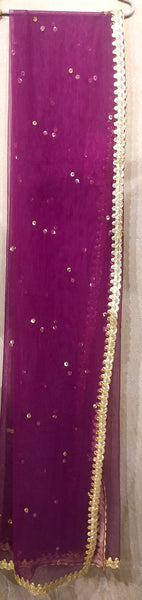 Eggplant net embroidered dupatta (BK-06/DUP)