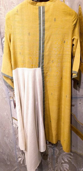 Mustard handloom cotton asymmetric tunic (CL-03/TNC)