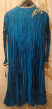 Turquoise silk crinkled & golden embroidered kurta with lycra  net churidaar (SLK-01)
