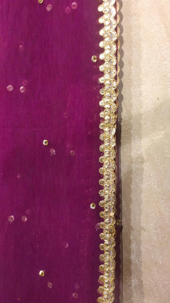 Eggplant net embroidered dupatta (BK-06/DUP)