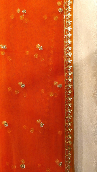 Orange net embroidered dupatta (SK-32/DUP)