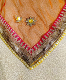 Orange embroidered twill dupatta (SK-12/DUP)