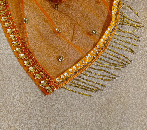 Orange net embroidered dupatta (SK-32/DUP)