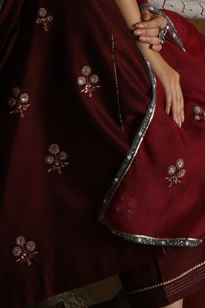 Royal & Elegant Maroon Embroidered Kurta Set (YMN-20)