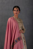 OLD ROSE WOOLEN EMBROIDERED SHAWL (DUS-83)