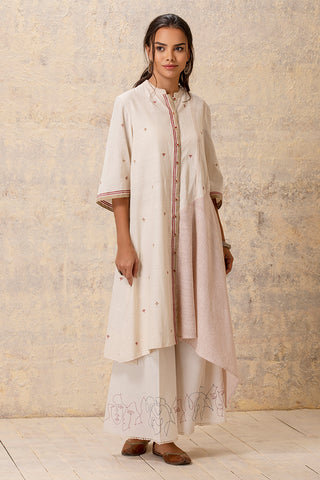 IVORY HANDLOOM COTTON ASSYMETRICAL TUNIC (CL-03)
